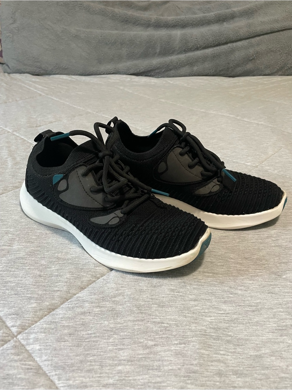 Vessi Women's Black Knit Sneakers with Teal Accents